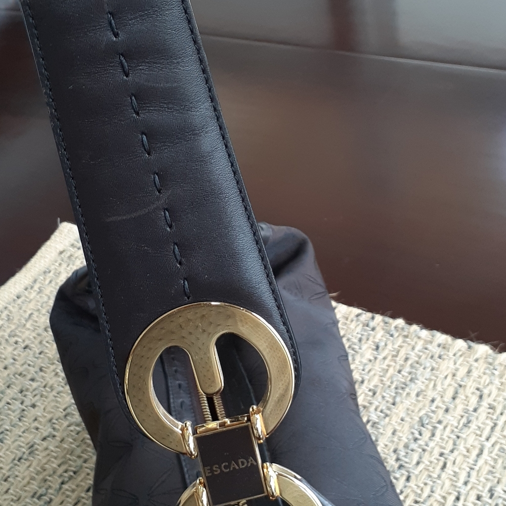 Escada Brown Leather Trimmed Shoulder Bag - Picture 12 of 16